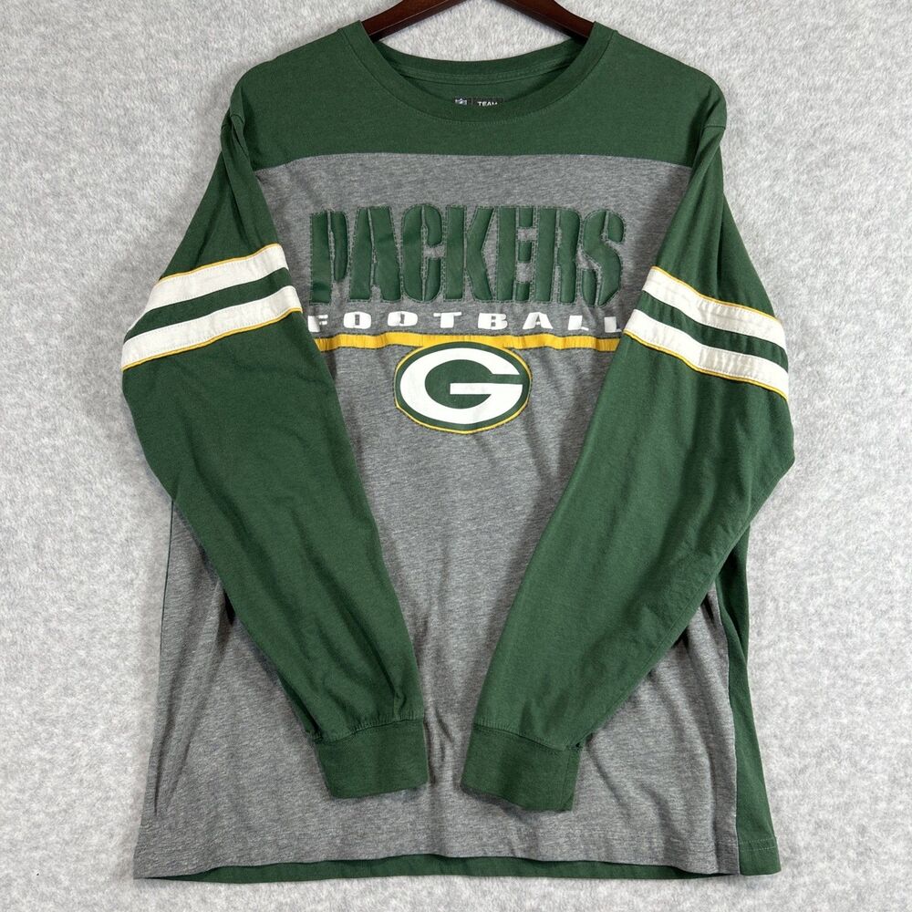 Green Bay Packers NFL Football  Raglan-Style Long Sleeve T Shirt Large